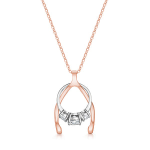 The Wishbone Ring Holder Necklace Solid 14K White Gold