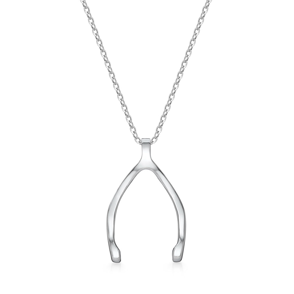 Wishbone Charm Necklace - Sterling Silver