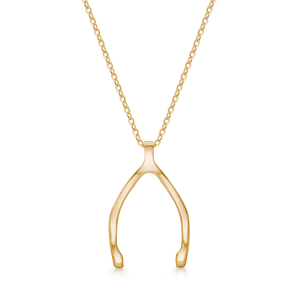 GT Sparkling Wishbone Necklace in Gold – Everly